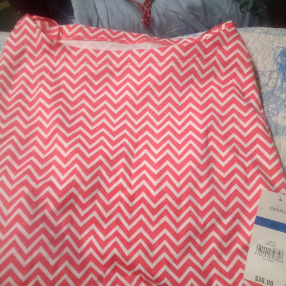 Kim Rogers blouse , XL , orange and white in color